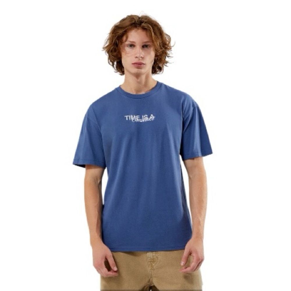 PacSun Basics Time Embroidered Blue T-shirt. Size Medium.